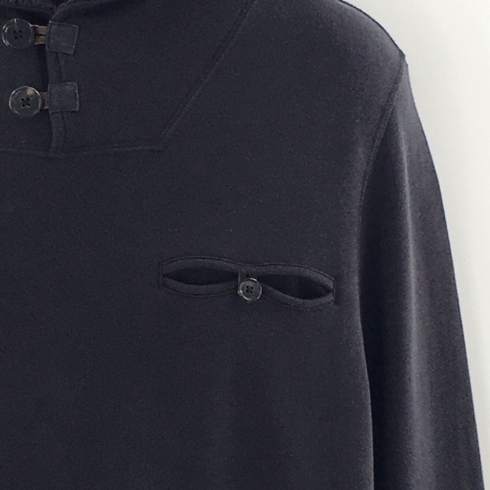 Billy Reid Mens Shawl Neck Pullover Black Cotton Jersey Sweatshirt Knit Sz M - Picture 5 of 14